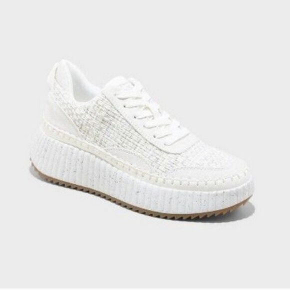 White Woven Persephone Platform Sneakers 9.5 - Picture 2 of 9
